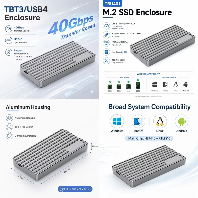 AP01 для алюминиевого корпуса  – обзор и цена Usb4 40Gbps External Ssd 8Tb